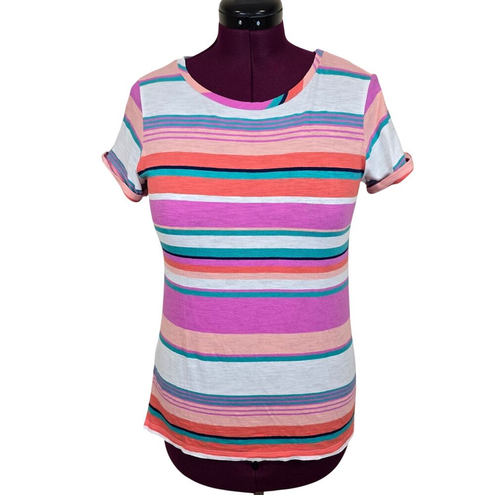 Women's Joules Multicolor Striped Short Sleeve Tee | Size 6